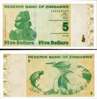 *5 dolár Zimbabwe 2009, P93 UNC - Kliknutím na obrázok zatvorte -